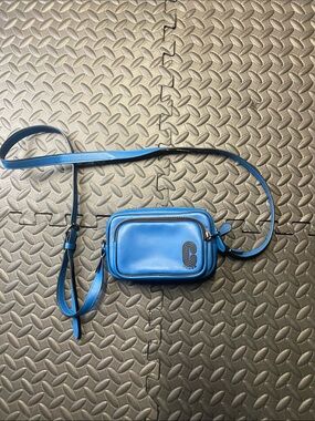 Coach Mini Edge Double Pouch Crossbody Bag Bluejay leather